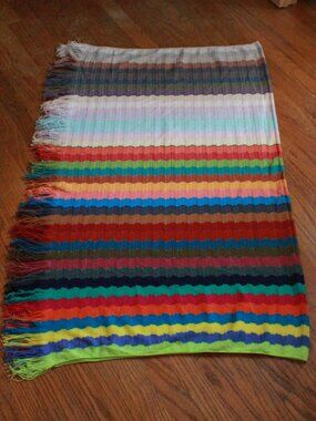 Vintage Unknown Brand Ultra Multi Color Tassel Accent Scarf/Wrap
